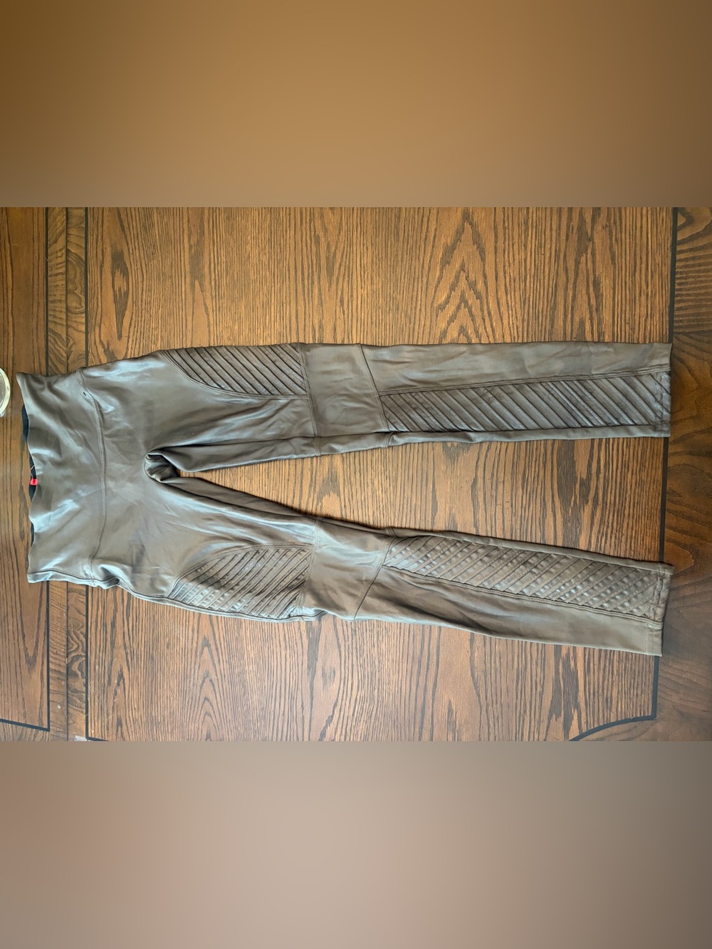 Quilted Faux Leather Moto Pants - grey